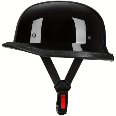 0257a184-d84f-4d0c-922e-dc3d5b24e507.jpg Open Face Motorcycle Helmet, Retro Half Helmet, Suitable for Both Men And Women, Stylish German Vintage Wave Helmet, Perfect for All Seasons - 108 Glossy Black