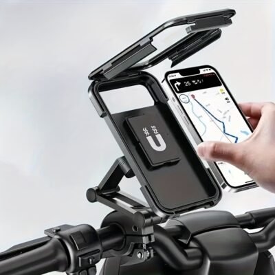 Motorcycle Phone Mount with Magnetic Design, Extendable and Rainproof, ABS Material